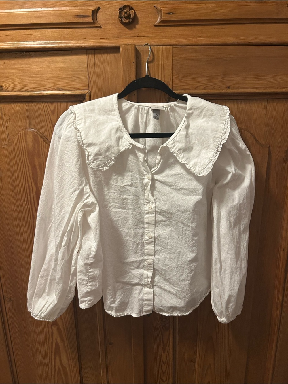 Target White Button-Down Blouse with Ruffled Collar